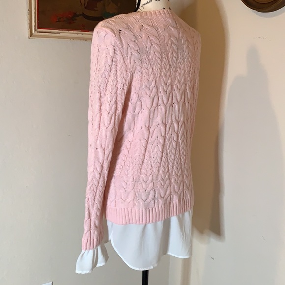 Elle Pink & White Mock Layer Sweater - Picture 3 of 8